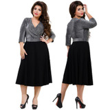 2018 Sexy Party Dress 5XL 6XL Metallic Knit Flare Black Summer Dress Plus Size Women Dress V Neck Wrap Dress Female Big Vestidos