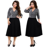 2018 Sexy Party Dress 5XL 6XL Metallic Knit Flare Black Summer Dress Plus Size Women Dress V Neck Wrap Dress Female Big Vestidos