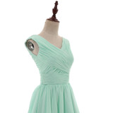 ENGERLA V Neck Chiffon Bridesmaid Dress Short 2017 New Robe Demoiselle D'Honneur Pleated Bridesmaid Dresses Mint Green