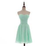 ENGERLA Pleated Short Chiffon Bridesmaid Dress Mint Green 2017 Knee Length Wedding Bridesmaid Gowns 100% Real Pictures