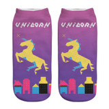 emoji unicorn socks Hot Sale 3d Printed womens socks low cut ankle short funny harajuku ankle socks calzini