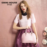 EMINI HOUSE Ostrich Pattern Shell Bag Genuine Leather Luxury Handbags Women Bags Designer Shoulder Bag Women Messenger Bags
