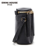 EMINI HOUSE Fashion Genuine Leather Mini Bucket Bag Women Messenger Bags Travel Shoulder Bag Crossbody Bags For Women