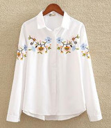 Embroidery White Cotton Shirt 2018 Autumn New Fashion Women Blouse Long Sleeve Casual Tops Loose Shirt Blusas Feminina plus size