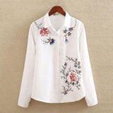 Embroidery White Cotton Shirt 2018 Autumn New Fashion Women Blouse Long Sleeve Casual Tops Loose Shirt Blusas Feminina plus size