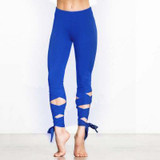 Elegant Women Ballet Leggings Sporting High Elastic Fitness Solid Bandage Cross-line Leggings For Women Workout Cropped Pants