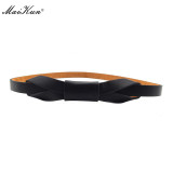 Elegant Wedding Dress Belt for Women Bowknot Faux Leather Luxury Brand Designer Thin Women Belt