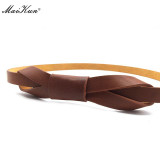 Elegant Wedding Dress Belt for Women Bowknot Faux Leather Luxury Brand Designer Thin Women Belt