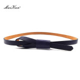 Elegant Wedding Dress Belt for Women Bowknot Faux Leather Luxury Brand Designer Thin Women Belt