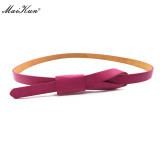 Elegant Wedding Dress Belt for Women Bowknot Faux Leather Luxury Brand Designer Thin Women Belt