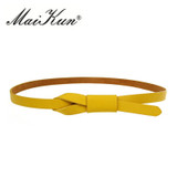 Elegant Wedding Dress Belt for Women Bowknot Faux Leather Luxury Brand Designer Thin Women Belt
