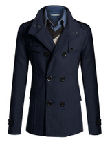 New Style 2016 Winter Casual Double Breasted Coat Men Stand Collar Slim Fit Long Trench Coat Mens Wool Pea Coat Manteau Homme