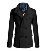 New Style 2016 Winter Casual Double Breasted Coat Men Stand Collar Slim Fit Long Trench Coat Mens Wool Pea Coat Manteau Homme