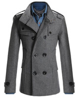 New Style 2016 Winter Casual Double Breasted Coat Men Stand Collar Slim Fit Long Trench Coat Mens Wool Pea Coat Manteau Homme