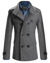New Style 2016 Winter Casual Double Breasted Coat Men Stand Collar Slim Fit Long Trench Coat Mens Wool Pea Coat Manteau Homme