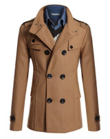 New Style 2016 Winter Casual Double Breasted Coat Men Stand Collar Slim Fit Long Trench Coat Mens Wool Pea Coat Manteau Homme