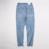 New Street Style 2017 Fashion Boyfriend Jeans For Women	Ankle-Length Back Hole High Waist Denim Ripped Jeans