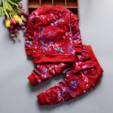 New SpringAutumn Baby Boys Girls Print Ink Clothing Suits Children Jacket Pants 2Pcs Sets Autumn Kids Clothes Toddler Tracksuits