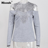 New Spring Sexy Lace Blouses Shirts Women Patchwork Off Shoulder Tops 2018 Blusas 4 Colors Slim Party Womens Blouse