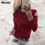 New Spring Sexy Lace Blouses Shirts Women Patchwork Off Shoulder Tops 2018 Blusas 4 Colors Slim Party Womens Blouse