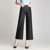 New Spring High Waist Pants Women Korean Thin loose Fashion Ankle Length Wide leg Pants Elastic Waist Thin Plus Size Trousers