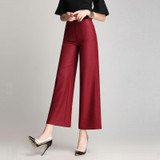 New Spring High Waist Pants Women Korean Thin loose Fashion Ankle Length Wide leg Pants Elastic Waist Thin Plus Size Trousers