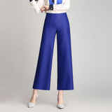 New Spring High Waist Pants Women Korean Thin loose Fashion Ankle Length Wide leg Pants Elastic Waist Thin Plus Size Trousers