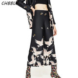 New Spring European Printing Wide Leg Pants Fashion Loose High Waisted Trousers Culottes Pop156