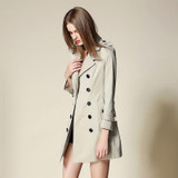 New Spring Autumn Women Coat 2017 Brand Fashion Slim Turn-down Collar Double Breasted Medium Long Bur Trench Coat Fow Women
