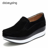 New Spring Autumn Shoes Woman Cow Suede Leather Flat Platform Women Shoes Lace-Up Women's Loafers Thick Soled Female Sneakers