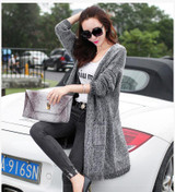 New spring autumn plus size Woman Open Stitch cardigan Trench Coat Knitted long top wear Fashion slim women sweater Windbreaker