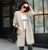 New spring autumn plus size Woman Open Stitch cardigan Trench Coat Knitted long top wear Fashion slim women sweater Windbreaker