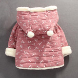 New infant baby girl winter coats thick warm hooded baby coat the stars printed clothes baby girls outerwear