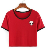 New Hot Women Tops Rose Print Design Aliens T Shirts Women Short Sleeve Tee Shirt Comfortable Female Students T-shirts Teenagers