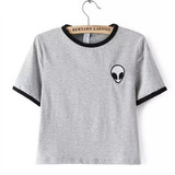 New Hot Women Tops Rose Print Design Aliens T Shirts Women Short Sleeve Tee Shirt Comfortable Female Students T-shirts Teenagers