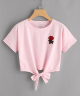 New Hot Women Tops Rose Print Design Aliens T Shirts Women Short Sleeve Tee Shirt Comfortable Female Students T-shirts Teenagers