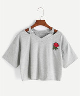 New Hot Women Tops Rose Print Design Aliens T Shirts Women Short Sleeve Tee Shirt Comfortable Female Students T-shirts Teenagers
