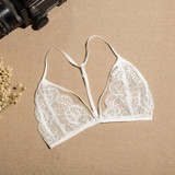 New Hot Sexy Women Sheer Floral Lace Triangle Bralette Bra Crop Top Bustier Unpadded Mesh Lined