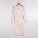 Autumn Women Dress Bodycon Striped Dress Long Sleeve Casual Vestido De Festa Sheath Dresses Plus Size Women Clothing B6270R