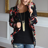 Autumn Women Casual Outwear Boho Irregular Long Sleeve Wrap Cardigans Loose Floral Print Basic Coats Tops Casacos Plus Size a12