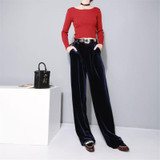 Autumn Winter Womens Velvet Wide Leg Pants Women New High Waist Velvet Trousers Mopping the Floor Pants Fashion Clothing 2017