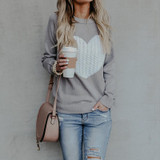 Autumn Winter Women Sweater Heart Cute Long Sleeve Pullover O-neck Long Sleeve Knitted Sweaters Women Clothing Pullover WS5420M