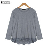 Autumn Blouse 2017 ZANZEA Fashion Women Long Sleeve O-Neck Casual Tops Sexy Lace Crochet Blusas Shirts Plus Size