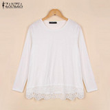 Autumn Blouse 2018 ZANZEA Fashion Women Long Sleeve O-Neck Casual Tops Sexy Lace Crochet Blusas Shirts Plus Size
