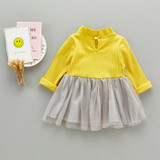 Autumn Baby Girls Long Sleeve O Neck Cartoon Rabbit Princess Birthday Party Mesh Tutu Infant Kids Dress vestido infantil