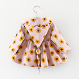 Autumn Baby Girls Infants Printed Flower Long Sleeve Hooded Hoody Jacket Princess Cardigan Kids Outwear Coat Casaco Trench S5699