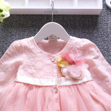 autumn baby girls Cardigan for party lace patchwork infant girls jacket cute bow long sleeve girls outfits pink roupa infantil