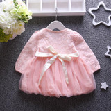 autumn baby girls Cardigan for party lace patchwork infant girls jacket cute bow long sleeve girls outfits pink roupa infantil