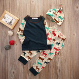 Autumn Baby Boys 3pcs clothing set kids Baby boy Girls Clothes sets Baby Girl Boy Tops T-shirt+ Pants +Hat Outfit Set Clothes