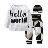 Autumn baby boy clothes long sleeve letter t-shirt+pants+cap newborn 3pcs suit baby girl clothing set infant outfits